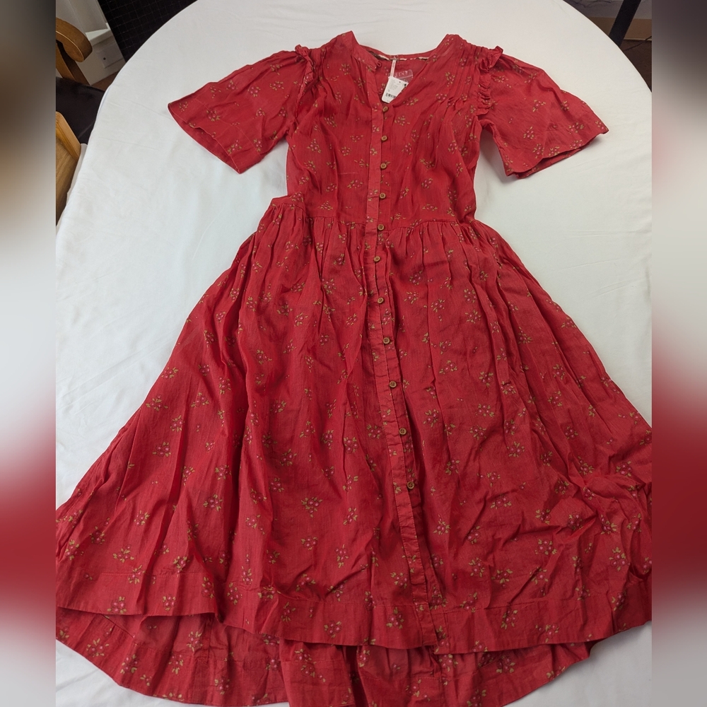 Free People Coral Floral High Low Dress A-line Whimsigoth